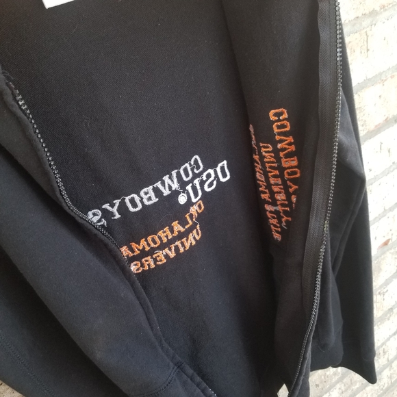 OSU OOKLAHOMA State Cowboys MEDIUM Black Zip-up HOODIE Emerson Street Collegiate - Picture 9 of 10